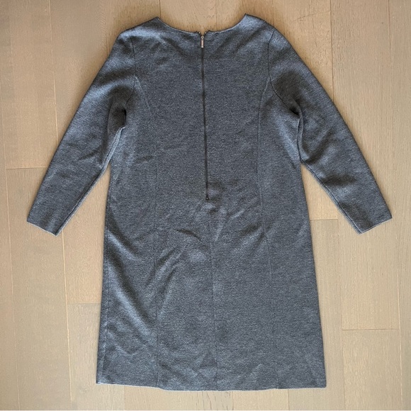Talbots Dark Grey Merino Wool Long Sleeve V-Neck Dress - Picture 5 of 9